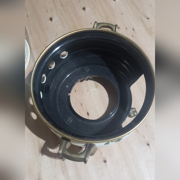 Vintage Fissler Asta Old Amsterdam Pattern Enamelware Warmer Brass Handles - Picture 8 of 8